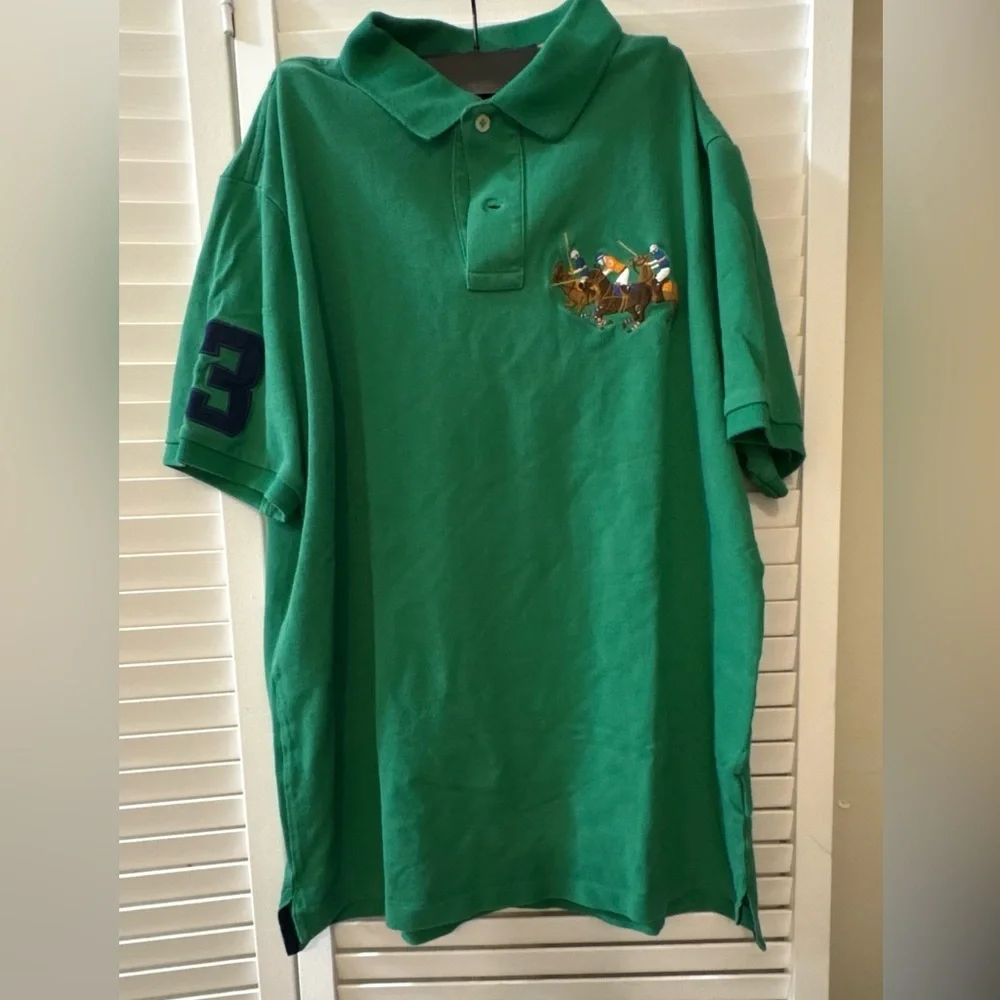 Polo Ralph Lauren Men Custom Classic Fit Mesh Polo Shirt Pony Logo‎ Siz M green